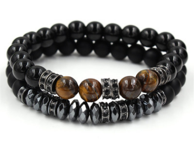 Diamond and Zirconia Beaded Bracelet with Matte Finish