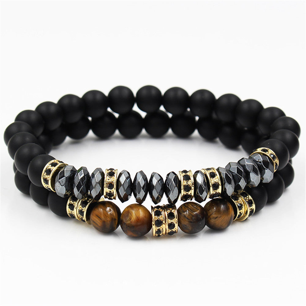 Diamond and Zirconia Beaded Bracelet with Matte Finish