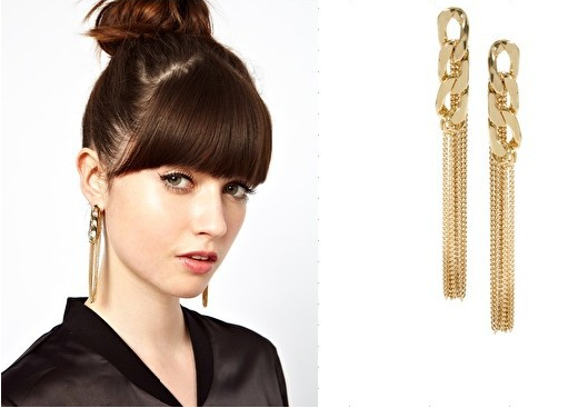 Cascade Chain Earrings -- Gold Tassel