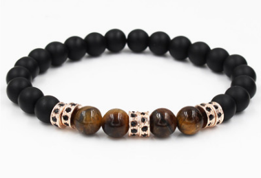 Diamond and Zirconia Beaded Bracelet with Matte Finish