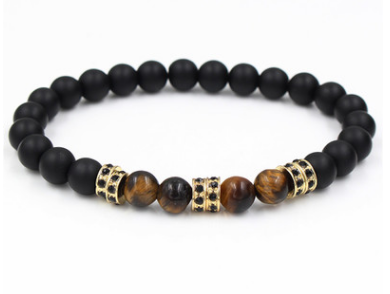 Diamond and Zirconia Beaded Bracelet with Matte Finish